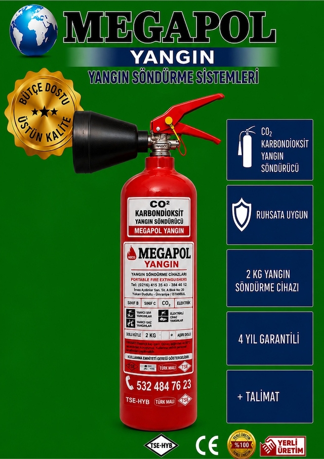 2 Kg Co/2 Karbondioksitli Yangın Tüpü