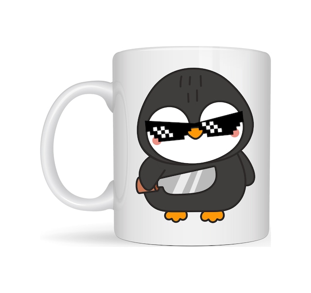 Kupa & Bardak Havalı Penguen Tasarımlı Porselen Kupa Model 88 Eğlenceli, Cool & Enerjik Kahve Kupası