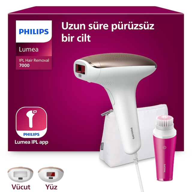 Philips Lumea 7000 Serisi BRI924/00 IPL Tüy Alma,Yüz Temizleme Cihazı, Vücut ve Yüz, 2 Başlık, Çanta