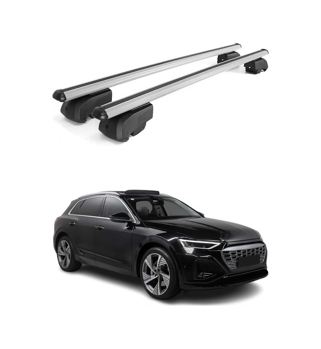 Audi E-tron 2019-2025 Arası Uyumlu Port Bagaj Taşıyıcı Ara Atkı Alüminyum Gümüş 2 Parça