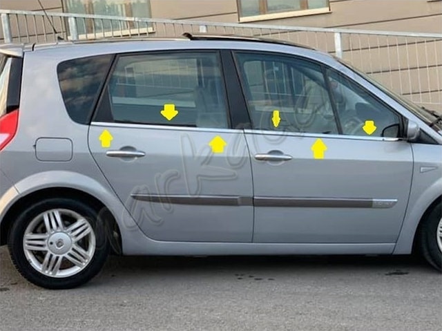 Renault Scenic 2 Krom Cam Çıtası 2003-2009 4 Parça Paslanmaz Çeli