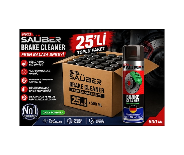 Fren Balata Spreyi 500 Ml 25 Li Koli Brake Cleaner Yağ Kir Sökücü Toplu Paket