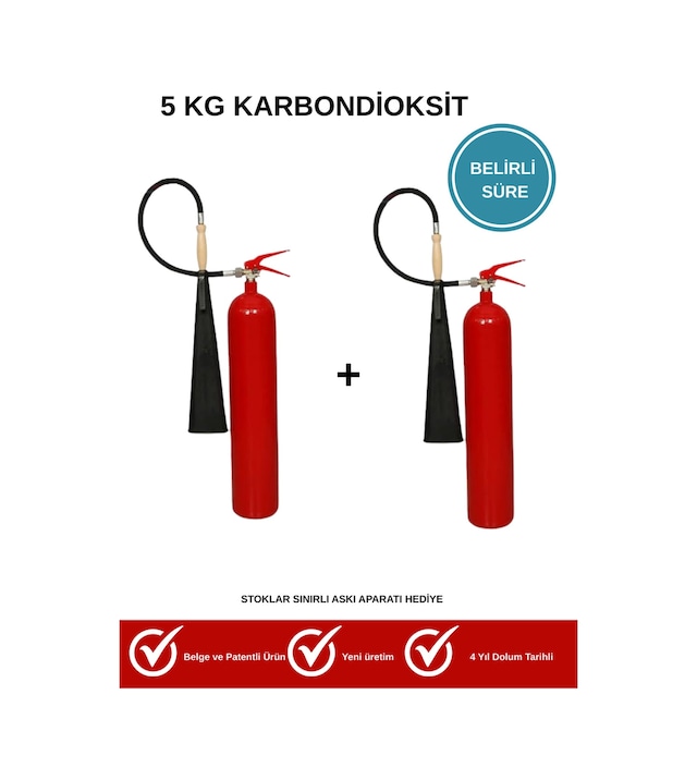 Metropol Kpr E-ticaret 5 Kg Co2 Karbondioksit Yangın Söndürme Tüpü + 2 Adet - 796314566