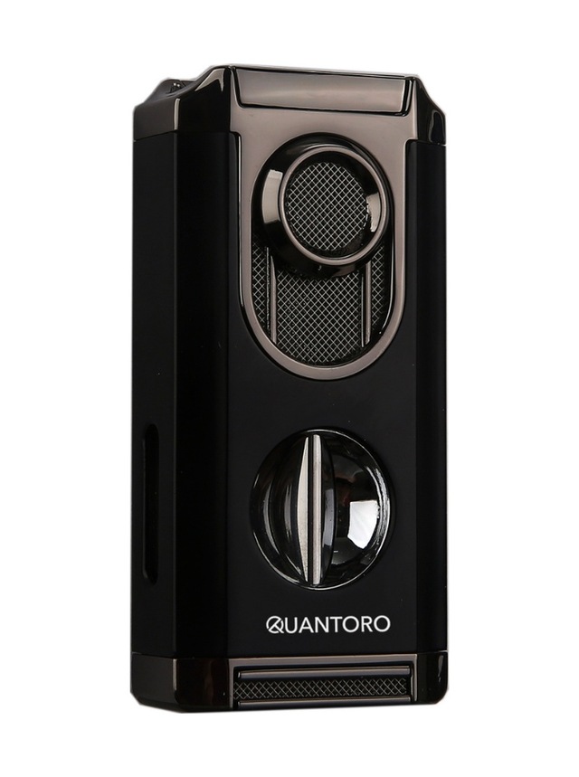 Quantoro 3 Torch Pürmüz V-cut Siyah Metal Puro Çakmağı - Trz1209