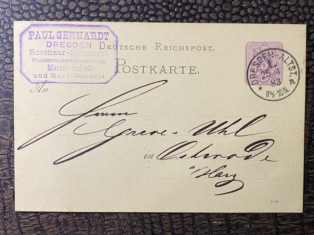 Almanya Reich Dönemine Ait 1883 Yılında Postadan Geçmiş Dresden Damgalı Posta Kartı Kendinden Pullu 5 Pfennig Deutsches Reich Teşhir Ürün