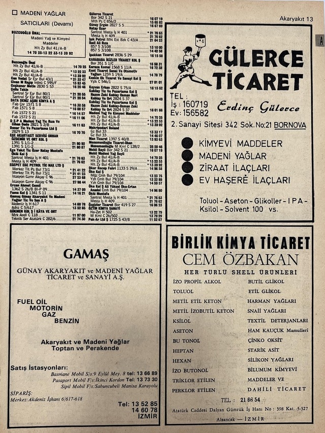 İzmir 1982-1983 Meslek Reklam İlanı Efemera S13 Teşhir Ürün