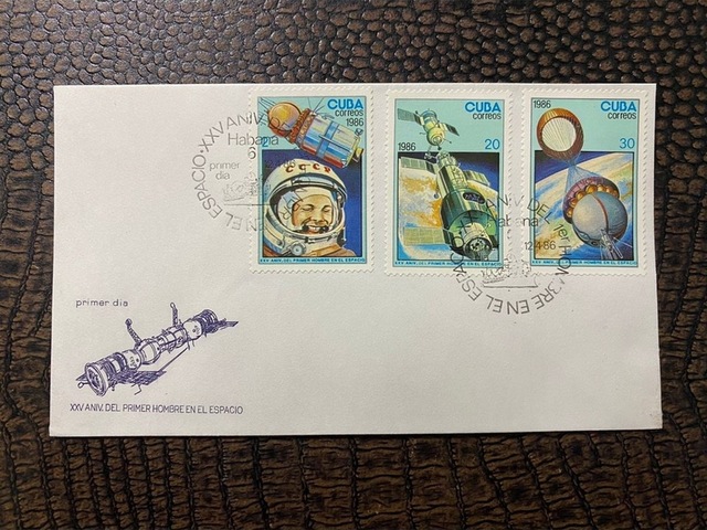 Cuba Küba İlk Gün Zarfı 1986 Xxv. Aniv. Del Primer En El Espacio Uzay Uydu Temalı Fdc Teşhir Ürün