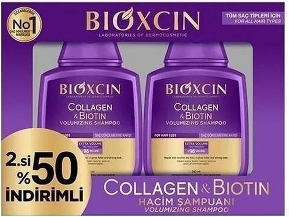 Bioxcin Collagen Biotin Ekstra Hacim Dolgunlaştırıcı Şampuan 2 x 300 ML