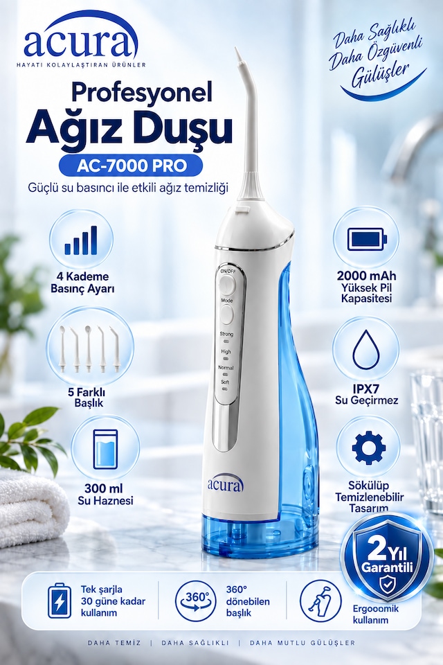 Acura Ac-7000 Pro Profesyonel Şarjlı Ağız Duşu