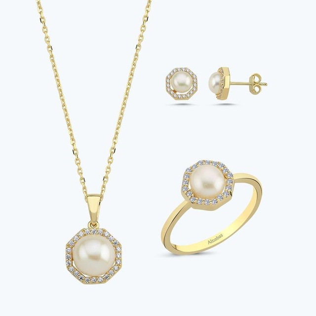 Altınbaş Altın Üçlü İnci Set Utkch026-25696-set