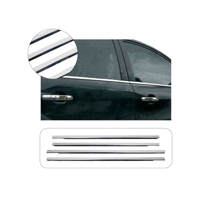 Ford Focus Uyumlu 1998-2005 Krom Cam Çıtası 4 Parça Paslanmaz Çelik