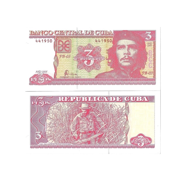Küba 2005 Yılı 3 Pesos Yabancı Kağıt Para Çil Unc Koleksiyon Para