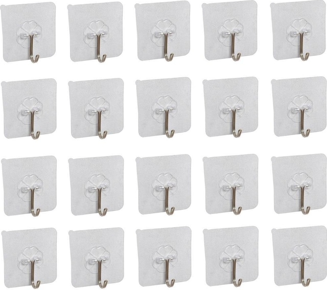 3B Trend 20 Adet Kendinden Yapışkanlı Şeffaf Metal Kancalı Askı
