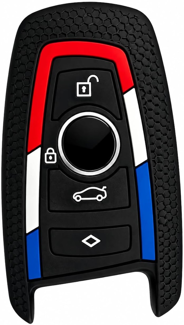 Autohan Keys Bmw Uyumlu Anahtar Kılıfı, 1 3 5 7 Serisi X1 X3 X4 X5 F10 F15 F16 F20 F30 F18 F25 M3 M4 Modelleri İçin Petek Desenli Kılıf, Kırmızı Beyaz Mavi Çizgili