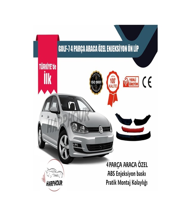 Volkswagen Golf 7 Aksesuar Kırmızı 4 Parça Tampon Ek Ön Lip