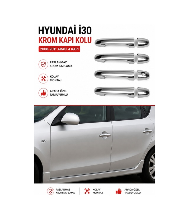 Hyundai İ30 Krom Kapı Kolu 4 Kapı 2008-2011 Arası Hydni30kkt00001