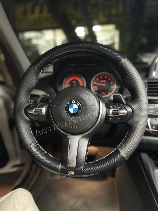 Bmw F30 Araca Özel Dikmeli Direksiyon Kılıfı Mikrofiber Kristal Carbon
