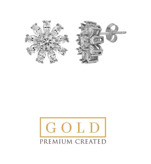 Beyaz Altın Sertifikalı Premium Created Markiz Taşlı Küpe