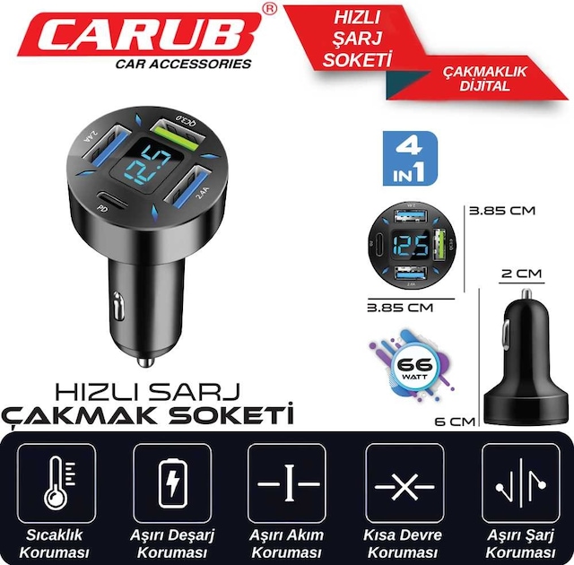 Hızlı Sarj Cihazı 4 Lü Dıjıtal Çakmaktan