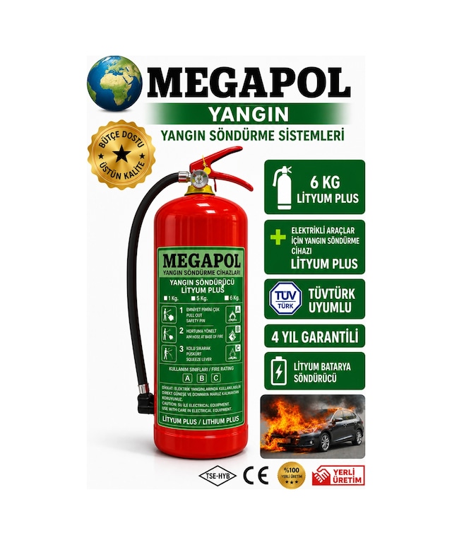 6 Kg Lıtyum Plus Elektrıklı Araç Istasyonları Içın Yangın Söndürme Cıhazı, Yangın Söndürme,