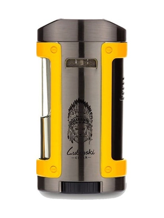Lubinski Sehpalı Kılıflı Dört Torch Puro Çakmağı Gunmetal-sarı Lb-706