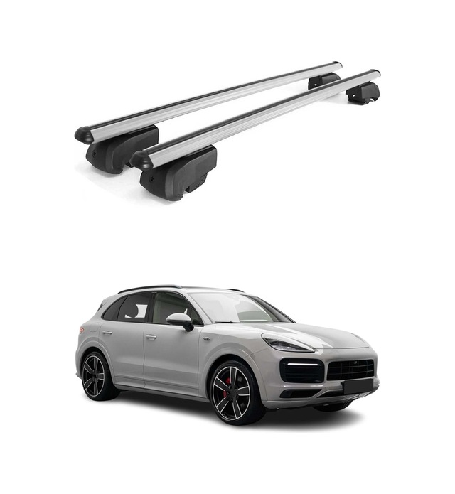Porsche Cayenne Iıı 2018-2027 Arası Uyumlu Port Bagaj Taşıyıcı Ara Atkı Alüminyum Gümüş 2 Parça