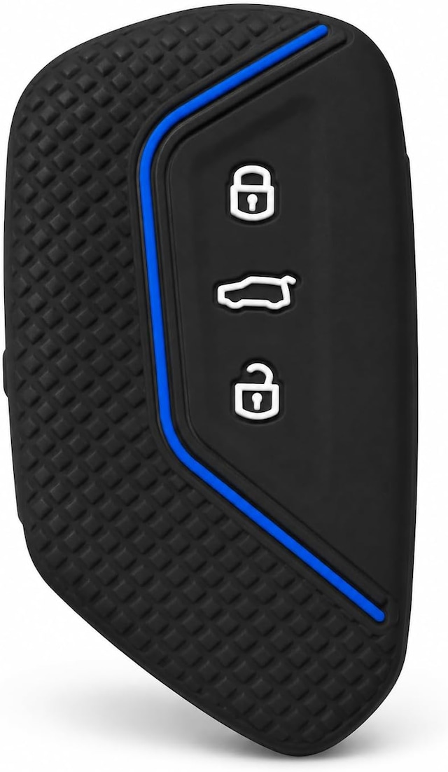 Autohan Keys Golf 8 2021+ Caddy 2021+ Tiguan 2024 Cupra Formenter Leon Petek Desenli Anahtar Kılıfı Siyah Mavi