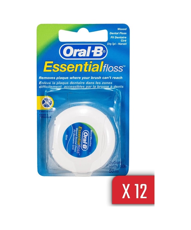 Oral-B Essential Floss Naneli ve Mumlu Diş İpi 50 M x 12 Adet
