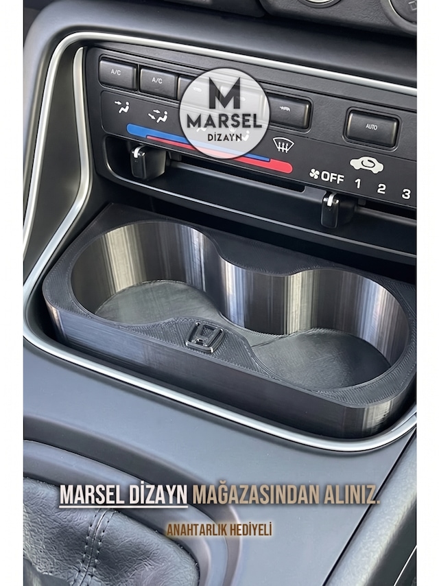 Marsel Dizayn Honda Civic 1996-2000 Model Ies/ek Araçlarla Uyumlu Logolu Bardaklık - Siyah 1 Adet