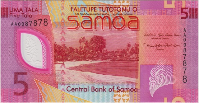 Samoa 5 Tala 2023 Polymer Güzel Seri Nolu 0087878 Çil.