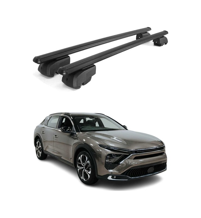 Citroën C5 X Station Wagon I 2022-2025 Arası Uyumlu Port Bagaj Taşıyıcı Ara Atkı Alüminyum Siyah 2 Parça