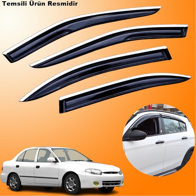 Hyundai Accent Mügen Cam Rüzgarlığı Abs Krom Nikelajlı Cam Rüzgarlığı Yumurta Kasa 1995-2000 Arası 4 Lü