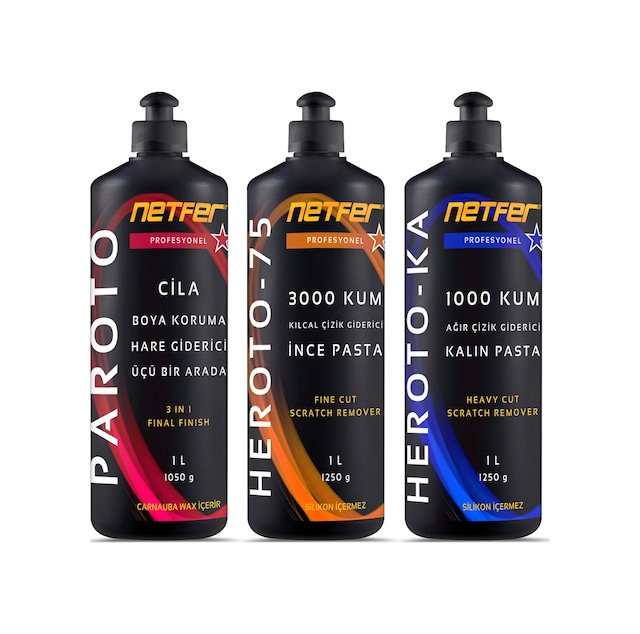 Netfer 3'lü İnce Kalın Pasta Cila Set - 3x1 L