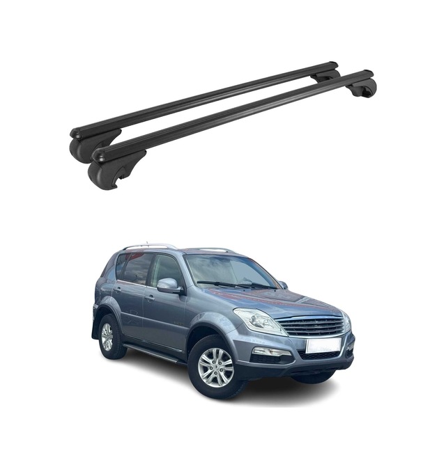 Ssangyong Rexton I Facelift 2012-2017 Arası Uyumlu Port Bagaj Taşıyıcı Ara Atkı Alüminyum Siyah 2 Parça