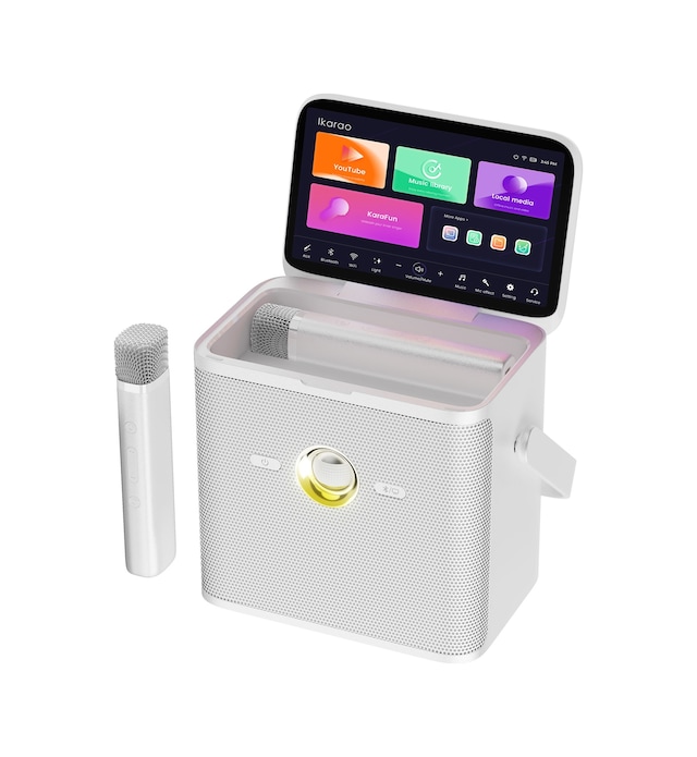 Ikarao Partybox Shell S3 80w Karaoke Bluetooth Hoparlör Seti, 7.1" Dahili Tablet, 2 Kablosuz Mikrofo
