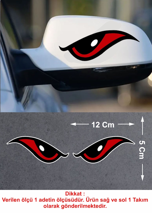 Korkutucu Gözler Sticker - Araba Oto Araç Motosiklet Sticker - 00086 12X5 Cm