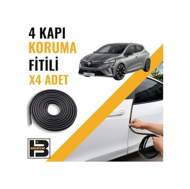 Renault Clio 5 E-tech Kapı Koruma Fitili-4 Kapı-siyah-bm2160