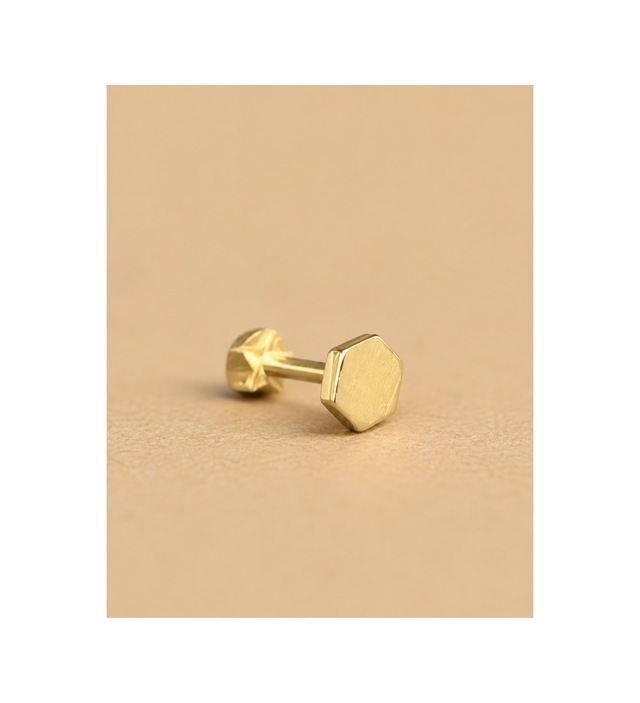 14 Ayar Altın Altıgen Model Tragus Küpe
