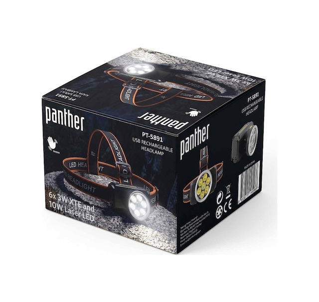 Panther Pt-5891 Sensörlü 3000 Lümen Beyaz Lazer & 6x3w Xte Led Usb Şarjlı Kafa Lambası