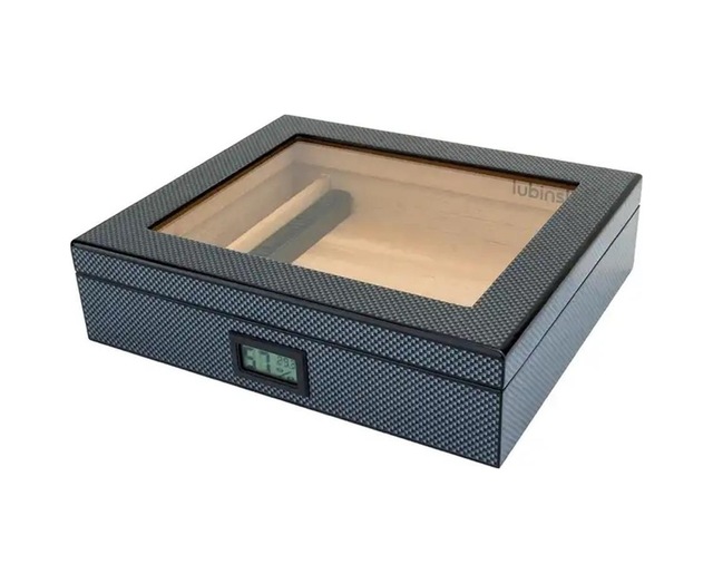 Lubinski Cedar Basic Camlı Puro Kutusu Humidor Slim Dijital Karbon 15s