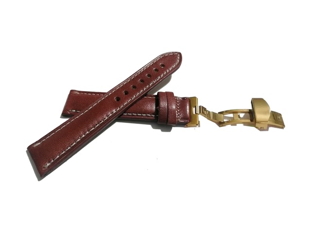 Fado Her Saate Uygun Kelebek Toka 20 Mm Hakiki Deri 483 Altın Toka Koyu Kahverengi