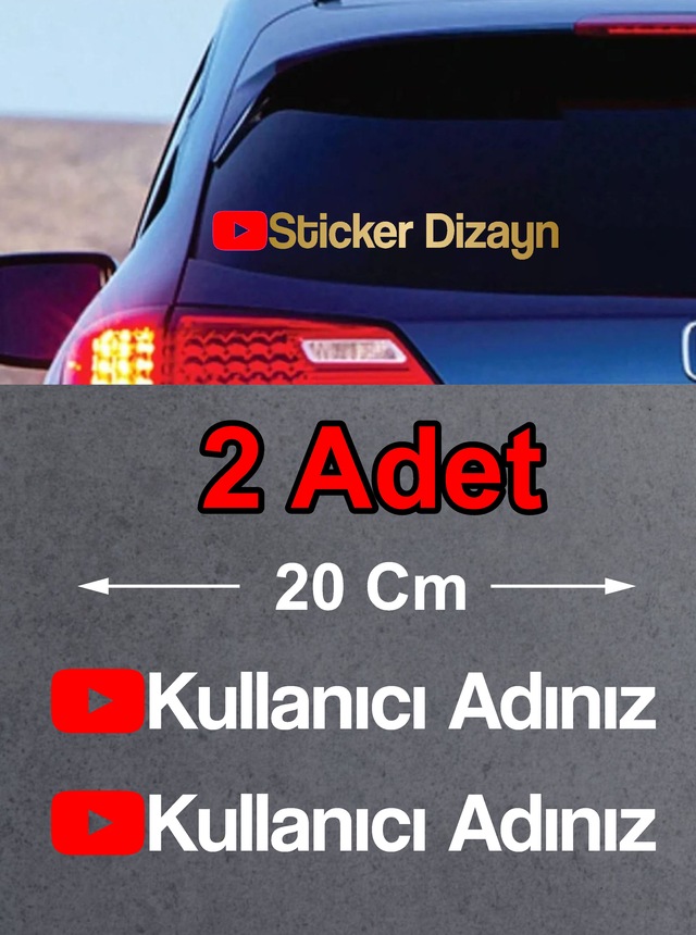 Kişiye Özel Youtube 2 Adet Sticker - Araba Oto Motosiklet Karavan Sticker Etiket 00307 20 Cm
