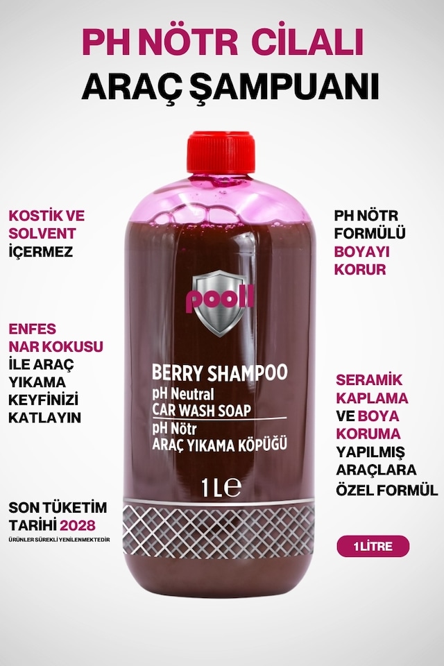 Cilalı Oto Şampuanı Ph Nötr Araba Şampuanı 1 Litre Konsantre 1/128 Oran Oto Yıkama Şampuan