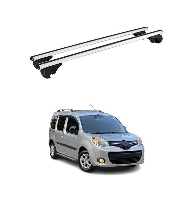Renault Kangoo Iı 2007-2021 Arası Uyumlu Port Bagaj Taşıyıcı Ara Atkı Alüminyum Gümüş 2 Parça