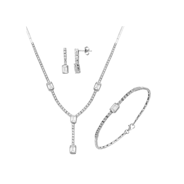 Baget Taşlı Beyaz Altın Set Takımı STGLB8K3677
