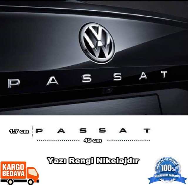 Vw Passat Bagaj Yazısı Plastik 45Cm X 1.7Cm B5-B6-B7-Cc-B8 Uyumlu (455644726)
