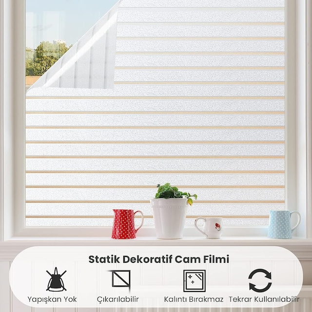 Technosmart 45cmx100cm Buzlu Desenli Cam Kaplama Filmi Statik Duşa Kabin Ofis Dekorasyon Folyo