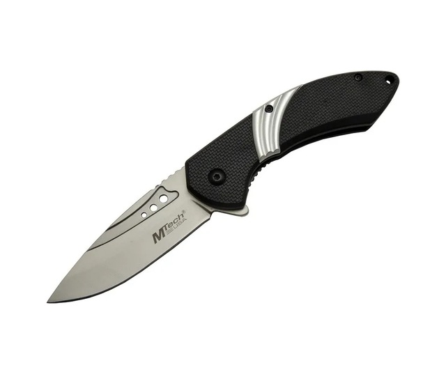 Mtech 4214 Beyaz Kamp Çakı 20cm- Yarı Otomatik, Kemerlikli, Oluklu