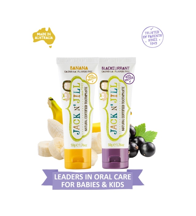 Jack N Jill Doğal Sertifikalı Diş Macunu Muz & Frenk Üzüm Aromalı 2'li Paket 2x50g