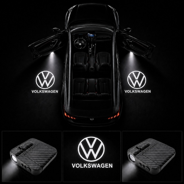 Yeni Volkswagen Kapı Altı Logo Projektör Led Işığı 2'li Set Pilli Kablosuz Kapı Karşılama Lambası